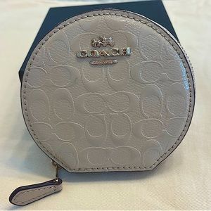 NWOT - Coach Round Coin Purse in Signature Debossed Patent Leather